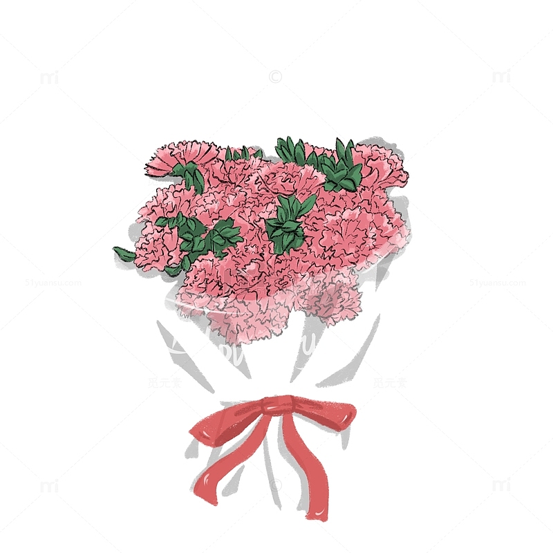 妇女节粉色康乃馨花束手绘图