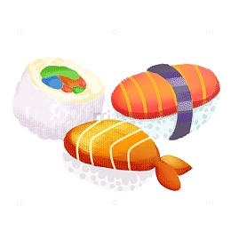美味寿司北海道食物小清新手绘插画
