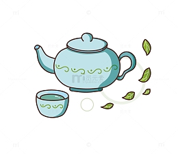 卡通清新茶壶绿叶茶叶饮茶茶具