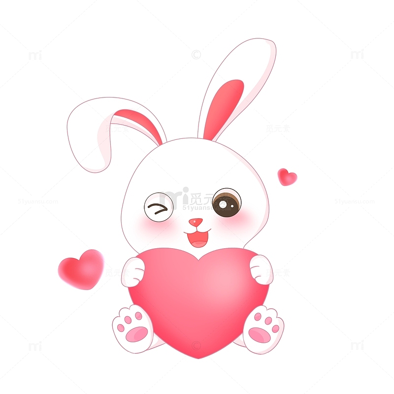 可爱的兔子爱抱着爱心元素