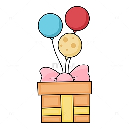 橙色卡通气球礼物妇女节素材图