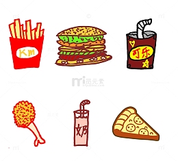 卡通手绘食物元素插画