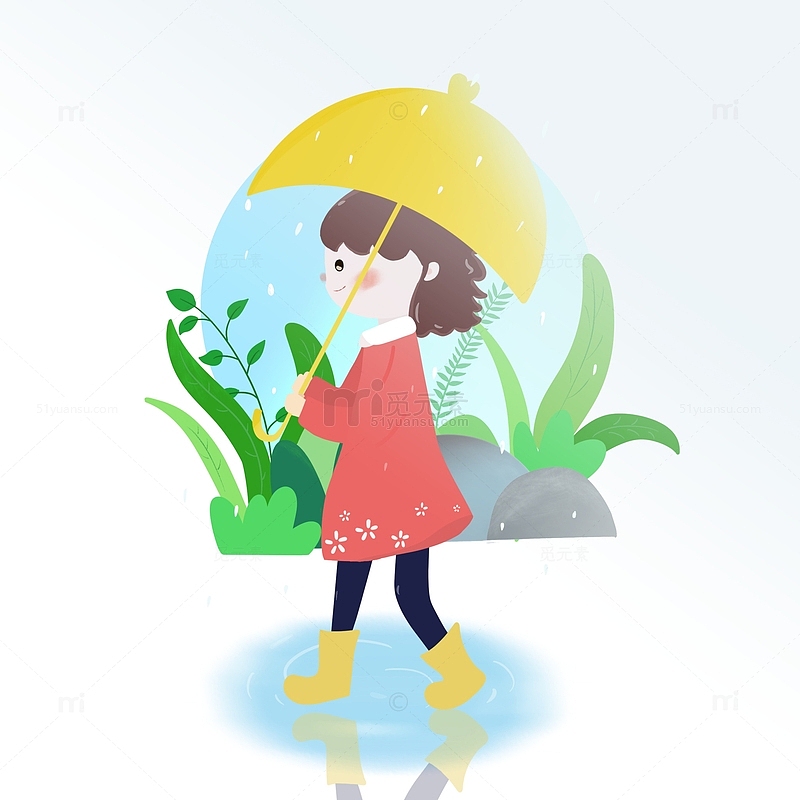 雨水插画背景元素