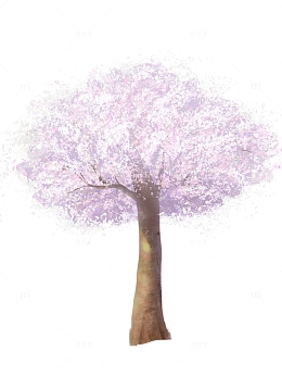 粉色春天浪漫樱花树植物花卉日系手绘元素