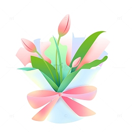 小清新妇女节女神节鲜花花束插画装饰