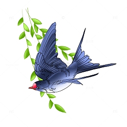 手绘春天燕子素材国风中国风插画