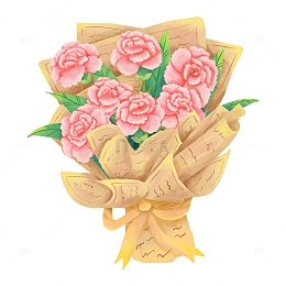 手绘三八妇女节花束康乃馨