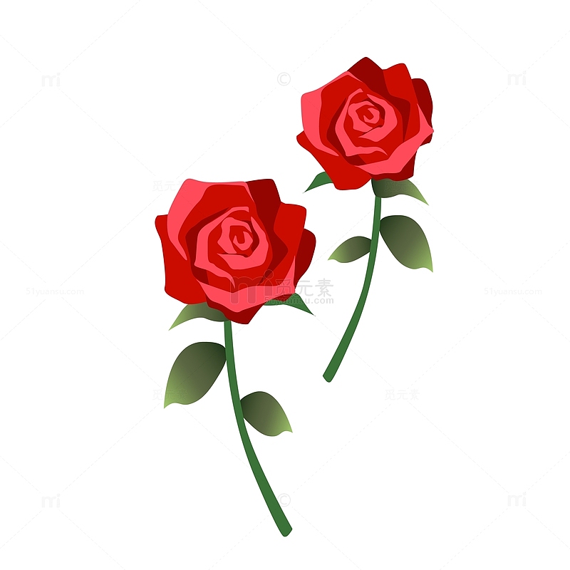 红色玫瑰花装饰元素