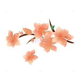 春天立春樱花桃花水彩手绘树枝花朵高清大图