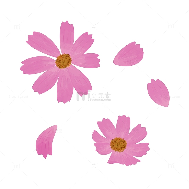 春天元素手绘花朵粉色花瓣装饰漂浮素材