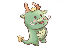 扁平肌理风格小青龙