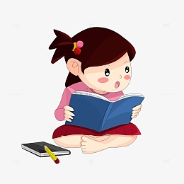 开学季坐着看书读书卡通卡爱小女孩