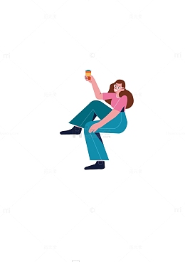 矢量人物可爱吃冰激凌女生元素