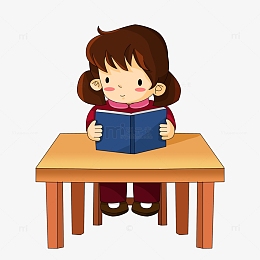 开学季在书桌上看书读书的小学生小女孩