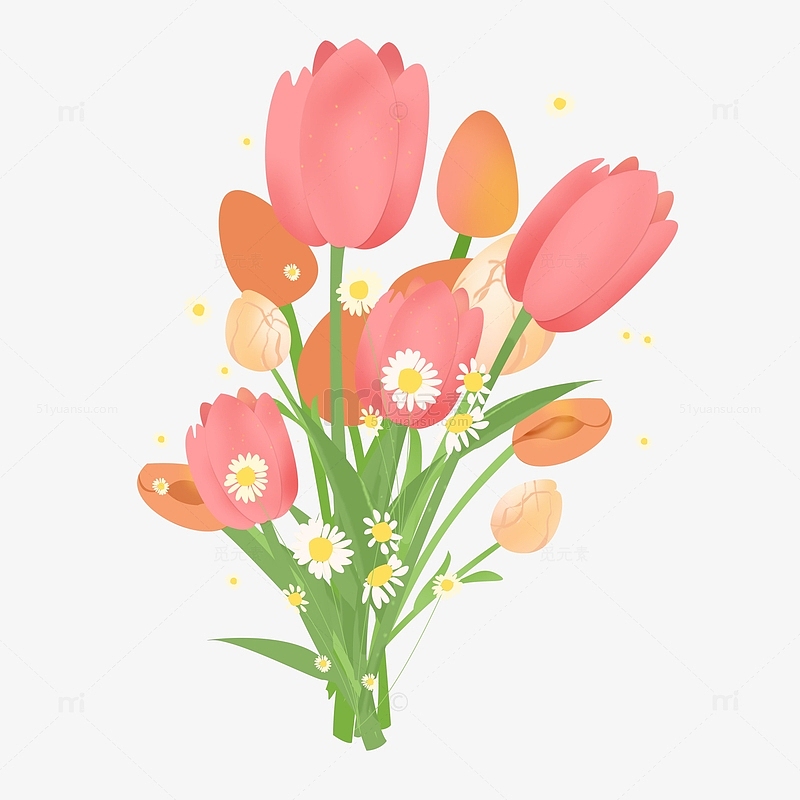 粉色小清新郁金香花朵手绘图
