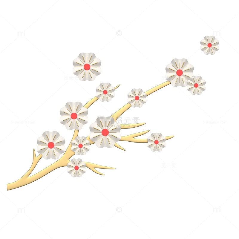 中国风花朵梅花装饰元素