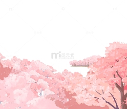 樱花树樱花树林粉色樱花桃花树粉色渐变
