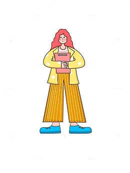 时尚插画女教师扁平风卡通人物手绘