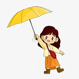 雨伞节气打伞撑伞人物卡通小女孩