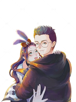手绘情侣人物