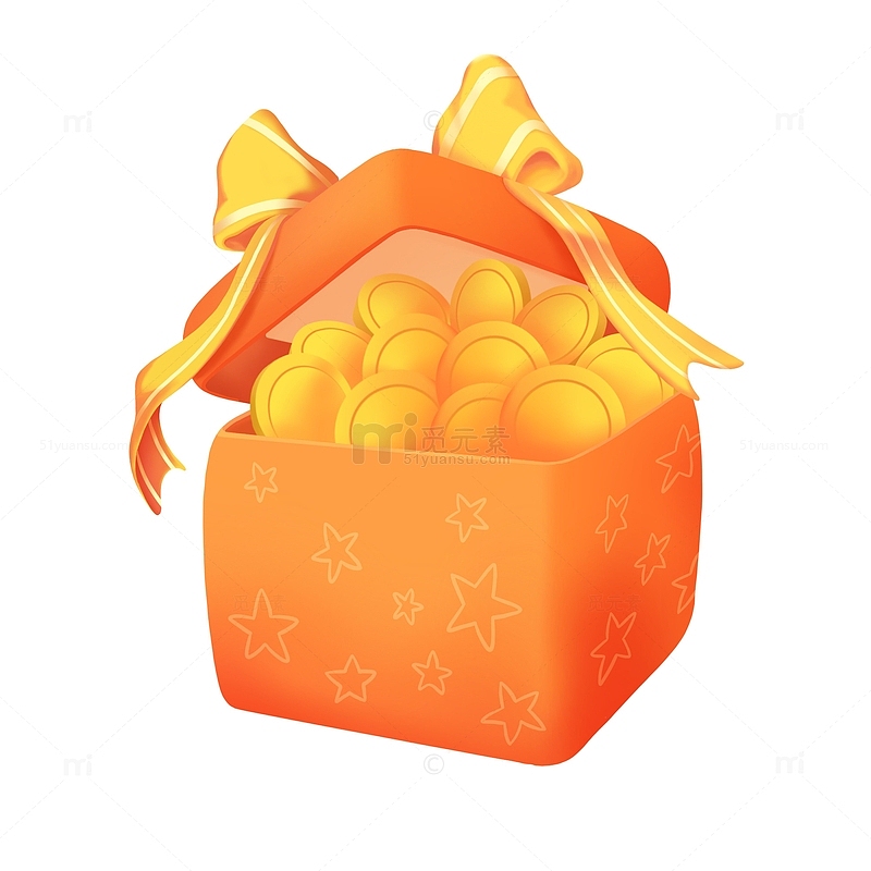 微立体电商促销活动礼物礼盒赠品金币