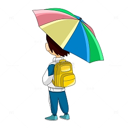 打伞撑伞小学生侧身背景