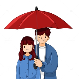一起打伞撑伞的情侣情人人物元素