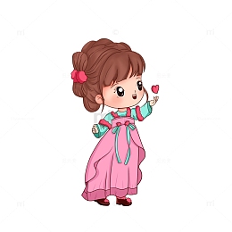 手绘人物女孩爱心