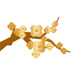 春天金色梅花植物元素