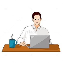 招聘季使用电脑工作的男工作人员