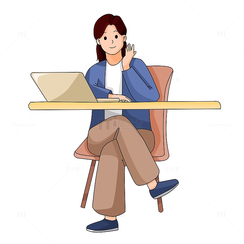 招聘季坐在电脑前办公的女工作人员