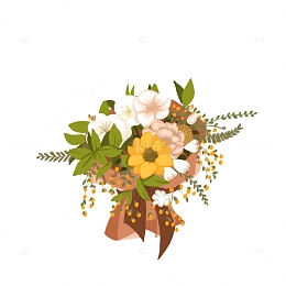 森系捧花女生节快乐婚礼捧花手绘图