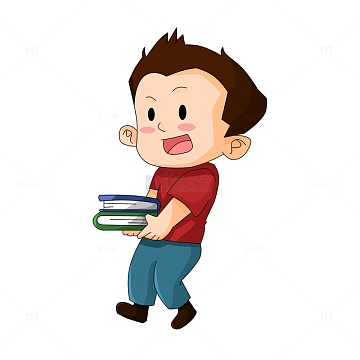 开学季抱书本的卡通可爱小学生男孩