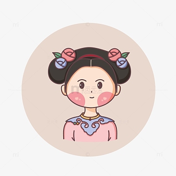 可爱古风头像q版清朝旗头女生头像萌妹清新