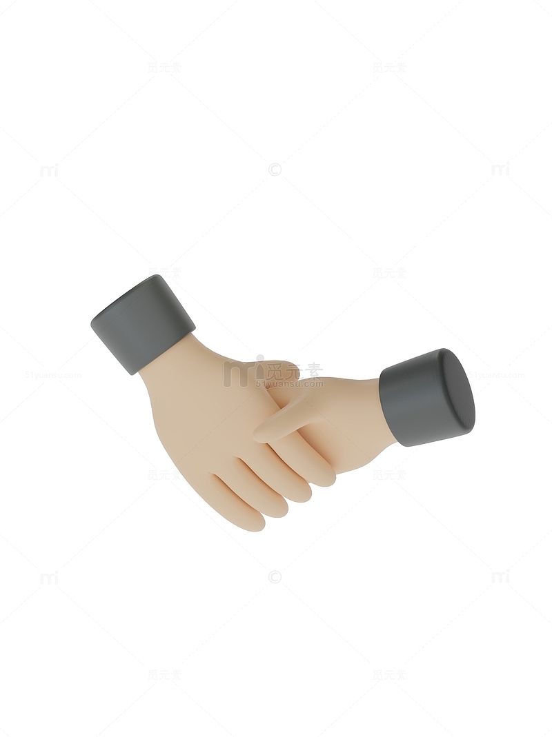 3D握手商务合作伙伴手势立体元素