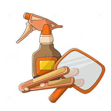 psdpng二月二龙抬头剪发理发卡通手绘psdpng手绘可爱小女孩剪头美发