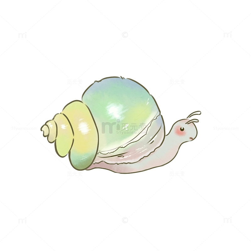 小清新绿色水彩雨水蜗牛