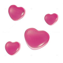 粉色爱心浪漫漂浮心形免扣元素3d模型