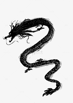 手绘墨水弯曲中国龙