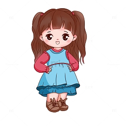 手绘卡通女孩电商元素儿童可爱