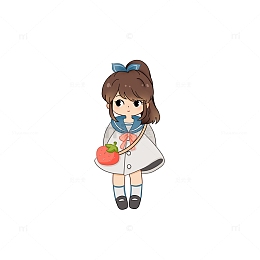 春天制服裙草莓包水手服女孩春游手绘