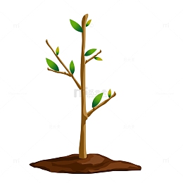 卡通植树节树苗春天元素
