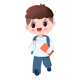 男孩背着书包走路上学免抠元素