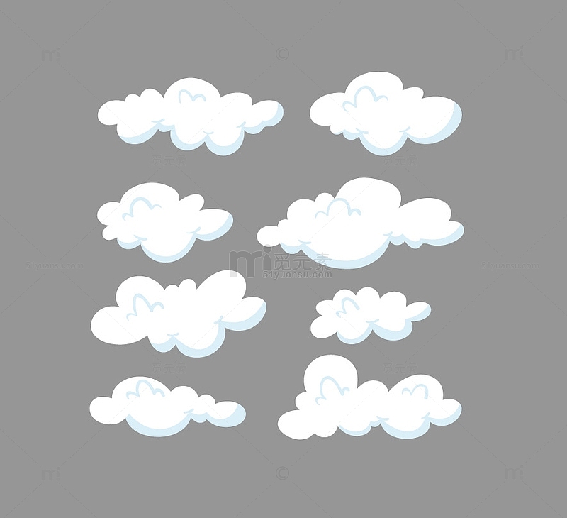 云朵白云装饰元素矢量白云卡通云朵