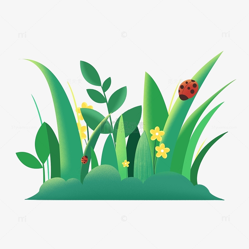 惊蛰春季植物绿叶草坪元素