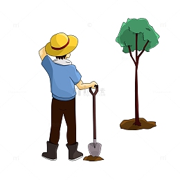 植树节植树种树背景卡通图