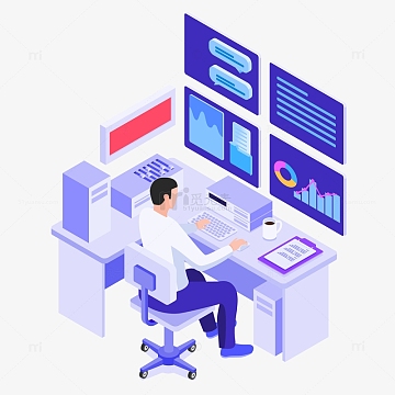 矢量元素矢量人物白领数据科技信息控制台