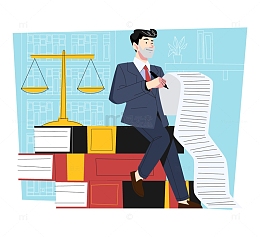 矢量元素白领西装天秤资料写作