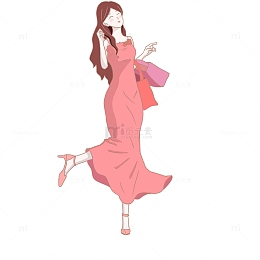 妇女节充满活力的购物女性