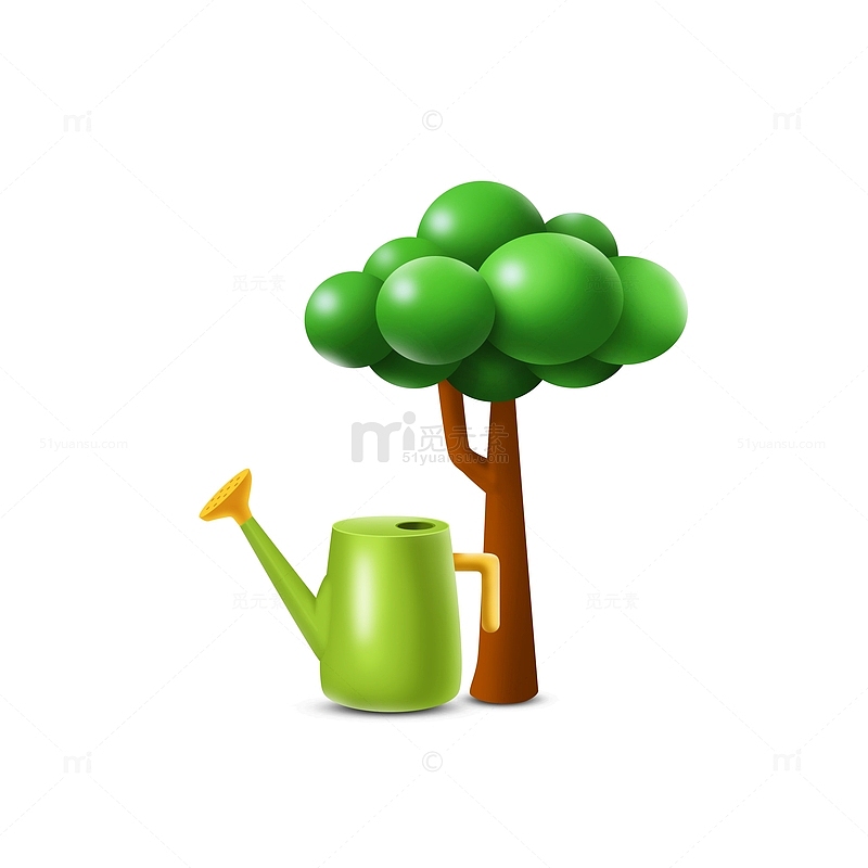 绿色植树节3d树手绘图